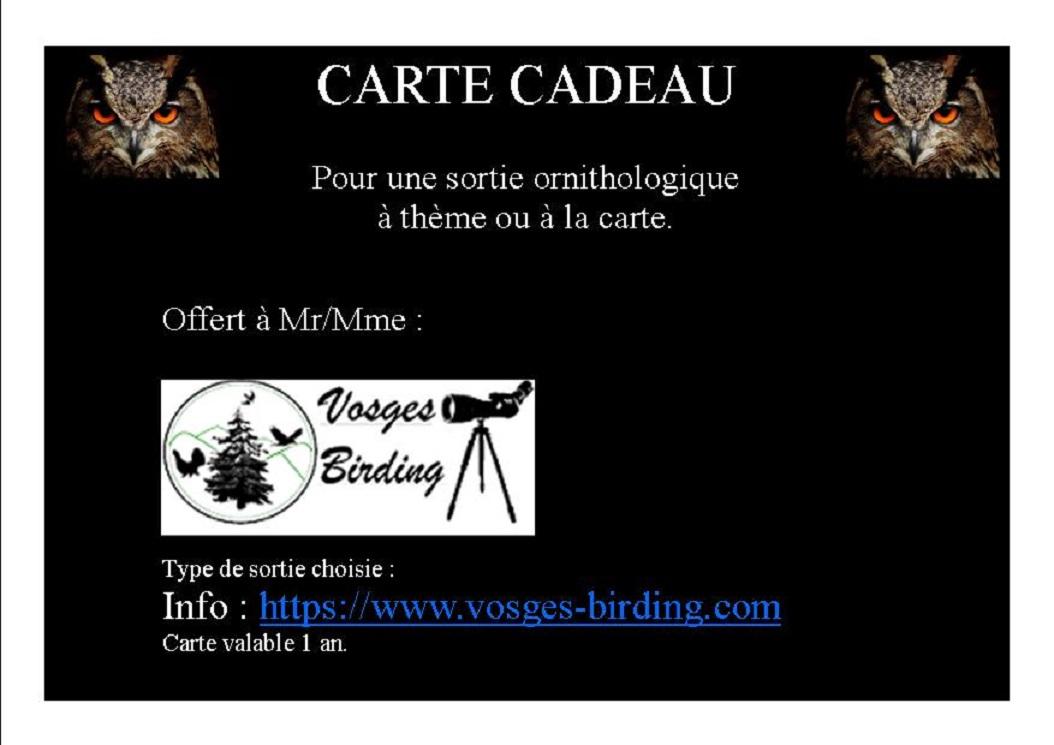 Carte cadeau site vosges birding 1